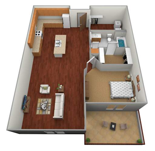 Floor Plan  1 bed 1 bath Floor Plan at Urban View Apartments, Fargo, 58104