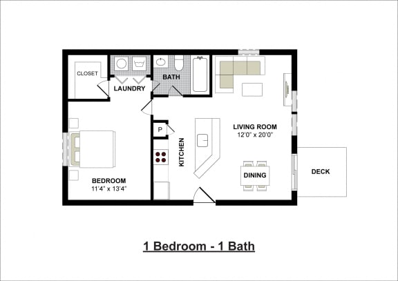 Floor Plan  1 Bedroom 1 Bath