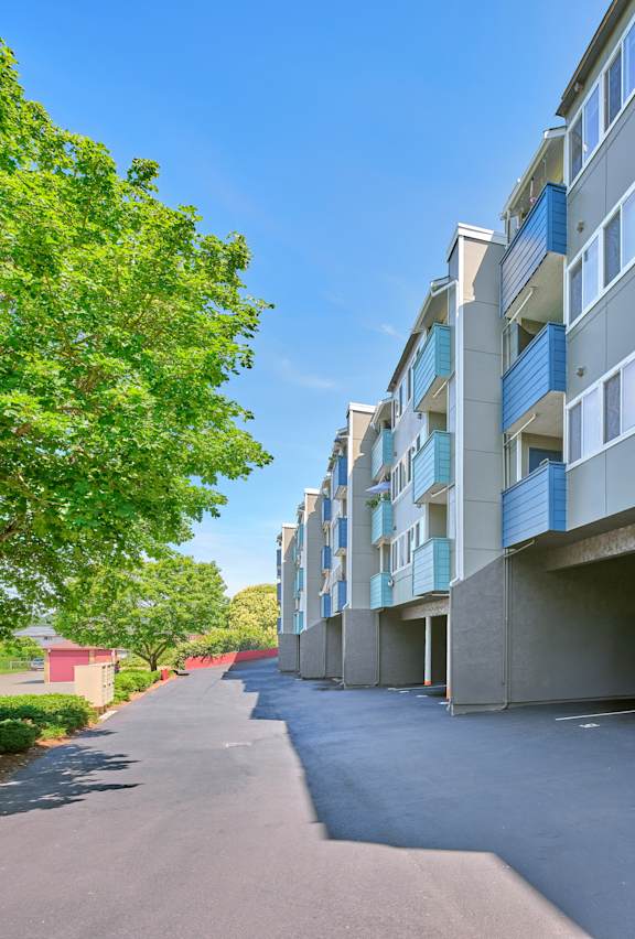 Covered parking underneath apartments in Renton, WA at Peak 88