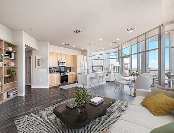 Large Living Area With Kitchen at 1600 Glenarm Place, Denver, 80202
