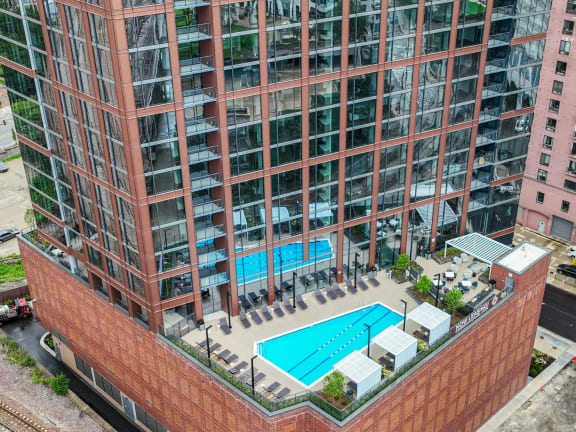 a rendering of the pool on the side of a building at Cassidy on Canal, Chicago, Illinois, 60654