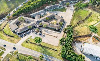Bird's eye view of a residential area at Mayfair Apartments, Missouri