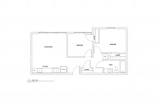 Floor Plan 2 Bed 1 Bath Flat 786
