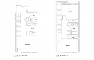 Floor Plan 2 Bed 1.5 Bath Townhome 1086