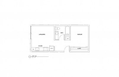 Floor Plan  Jr. 1 bed 1 bath, 561 sq. ft.  (units # 210, 310, 410)