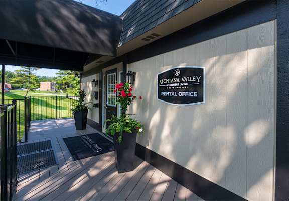 This is a photo of the entrance to the leasing office at Montana Valley Apartments in Cincinnati, OH.