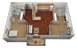 2 bed 2 bath Floor Plan at Pelican Heights Apartments, Detroit Lakes, MN, 56501