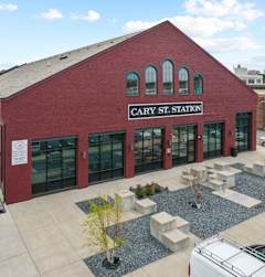 A red brick building with the words Cary St. Station on the front.