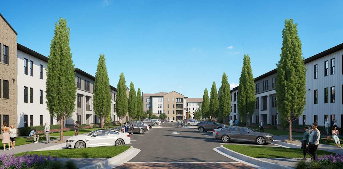 Heron Mill Apartments landscaped community grounds - Douglasville, GA