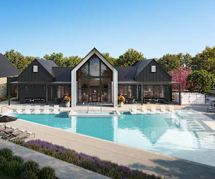 A modern house with a pool in the backyard.