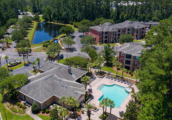 Aerial view with Swimming Pool at Courtney Bend, Hardeeville, 29927