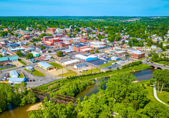 arial view of the city