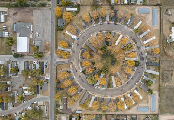 a birds eye view of a circle with trees in it at Circle Park, Cheyenne, Wyoming