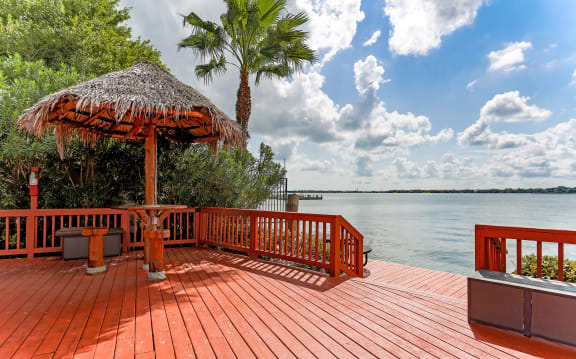 Dock with view of lake