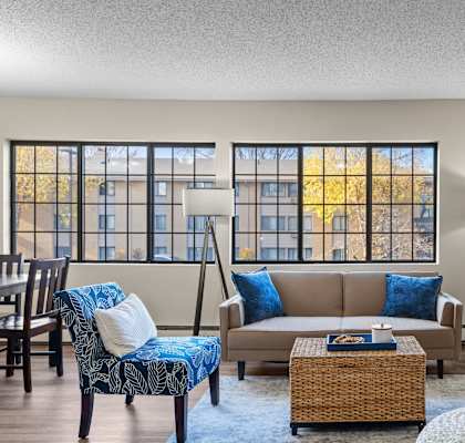 Spacious Living Room at Granite Peaks Apartments, Minneapolis, MN, 55429