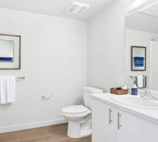 White Bathroom at Mainline North Apartments - Santa Clara, CA, California, 95054