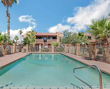 the swimming pool at our apartments in palm springs