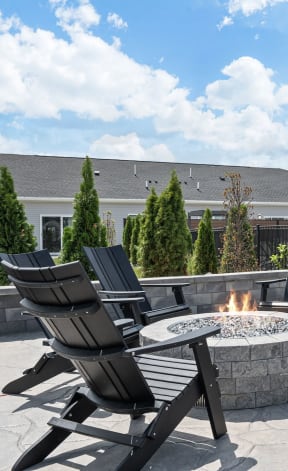 the preserve at ballantyne commons patio with chairs and fire pit
