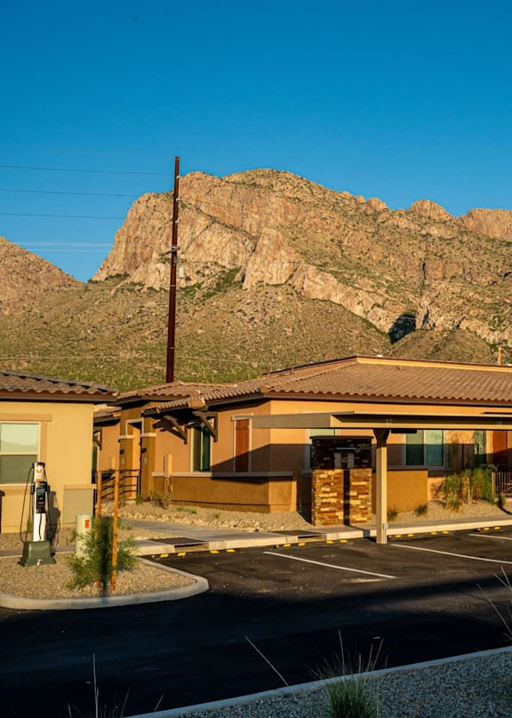 Linda Vista Luxury Rental Apartment Homes Building Exterior and Mountain Range