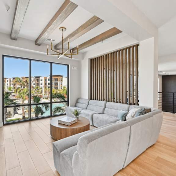 the kitchen is open to the living room and dining room at The Concord Luxury Apartments, Sarasota, FL, 34240