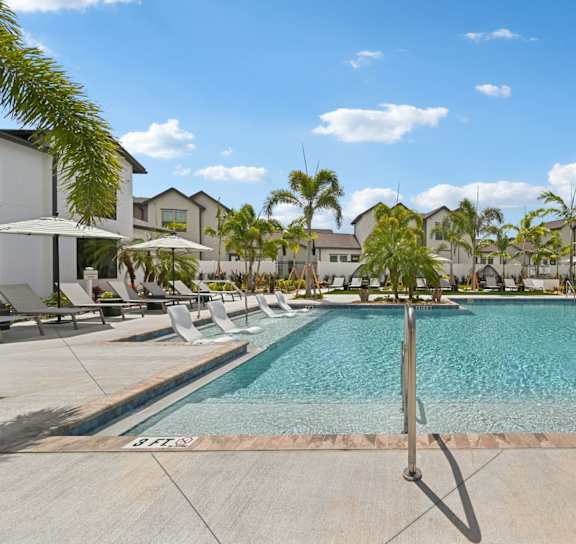 a dog jumping in the air to catch a frisbee at The Hadley Luxury Apartments, North Port, FL