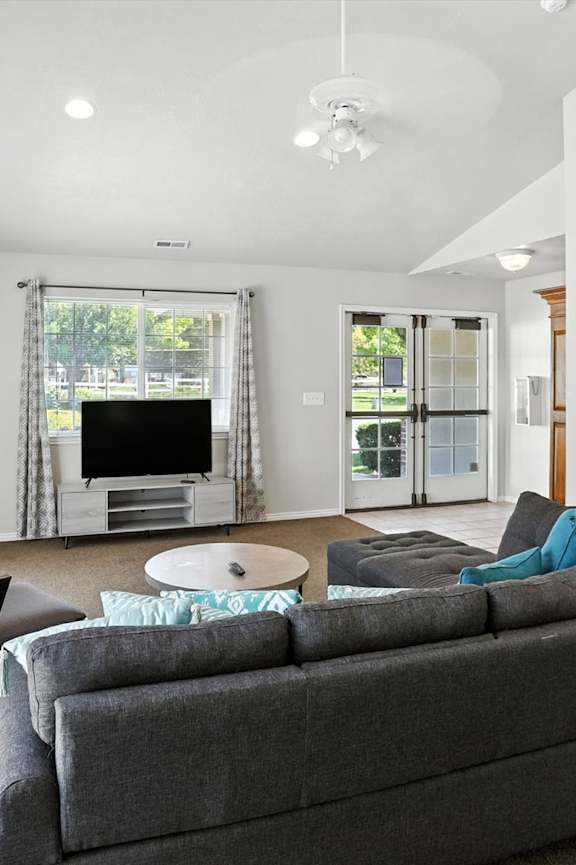 Living Area With TV And Fireplace at Country Oaks Apartments, Utah