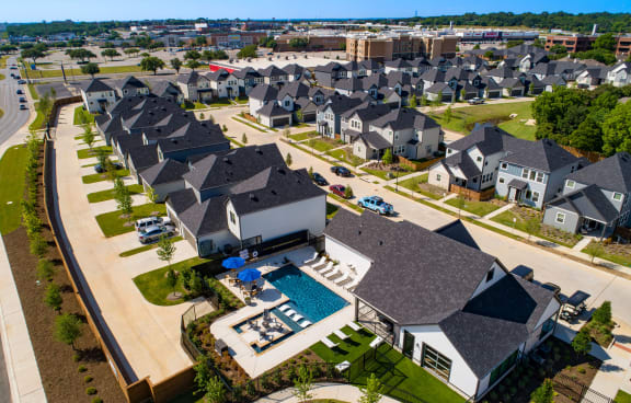 an aerial view of a subdivision of single family homes