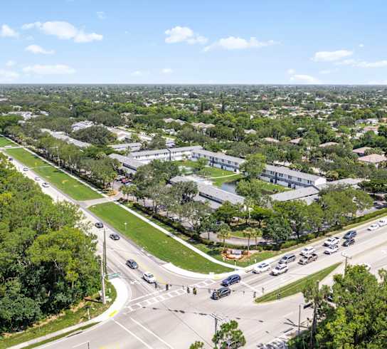 A view of a city from a high vantage point.