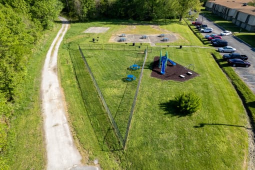 a view of the playground from the air