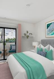 Spacious Bedroom with Vinyl Flooring, Recessed Lighting, and Closet with Shelving