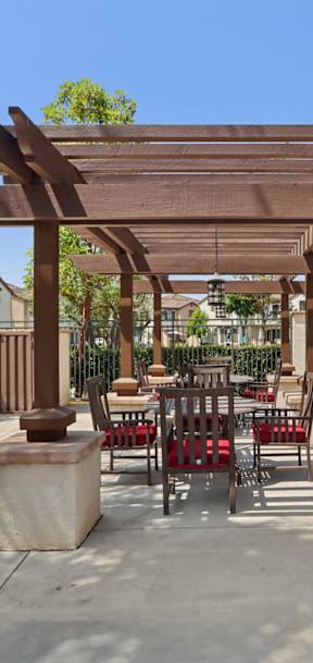 a patio with a pergola