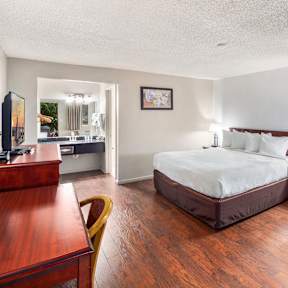 A room with a sliding glass door and a wooden floor.