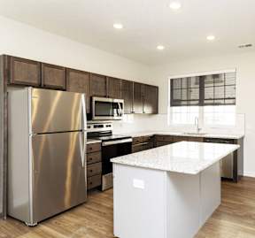 Modern Kitchen at Little Bo Bungalow and Flats Apartments, Omaha