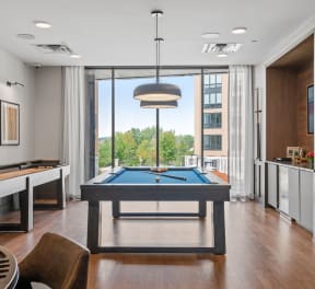 Inviting Game Room With Pool Table,