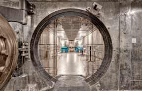 a view through a round door in a prison cell at Metro67, Memphis, 38103