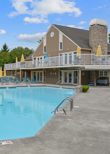 our apartments showcase an outdoor swimming pool
