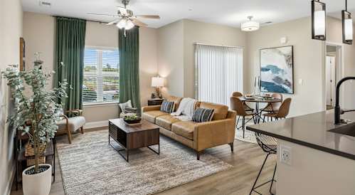 Spacious Living Area With Wood-Style Flooring
