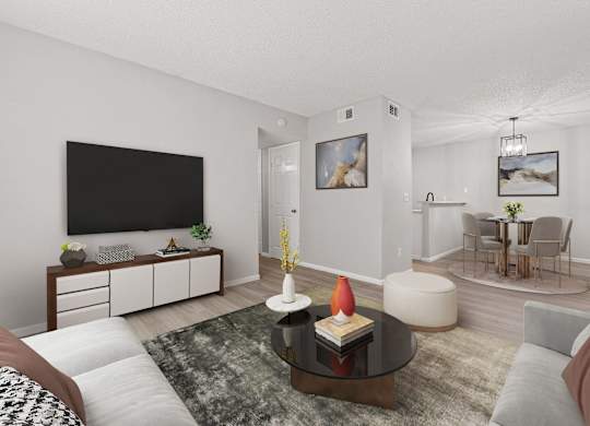 Living Room with TV at City-Base Vista, Texas, 78223