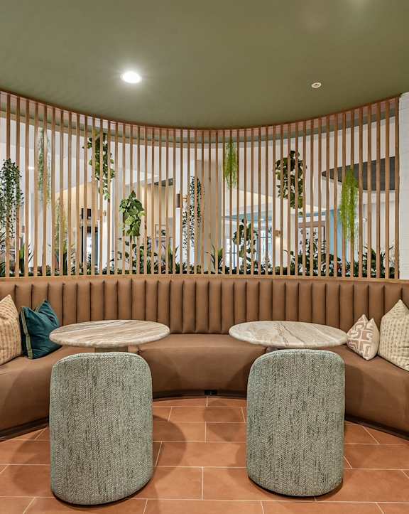 A reception area with a sign that says "Welcome Home".