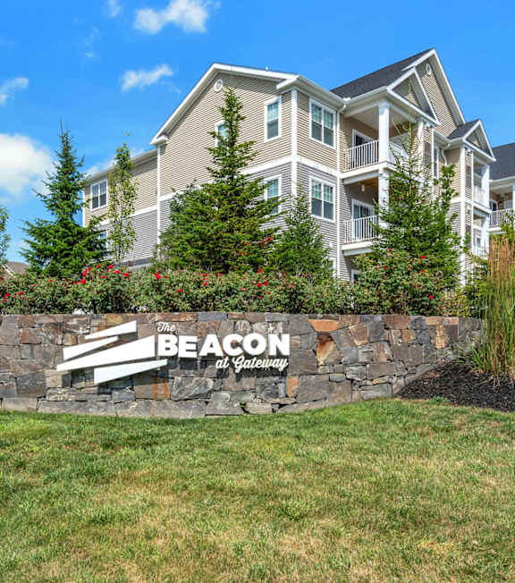 Property signage at The Beacon at Gateway Apartments, Scarborough, ME, 04074