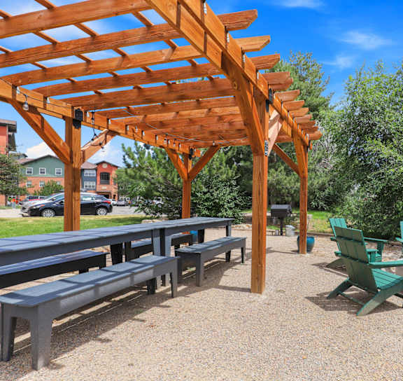 outdoor lounge area at Switchback on Platte Apartments, Littleton, CO