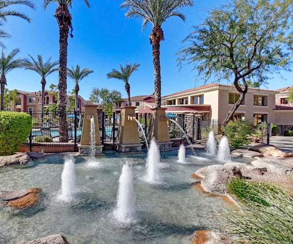 The fountain at Desert Club by the pool. 
