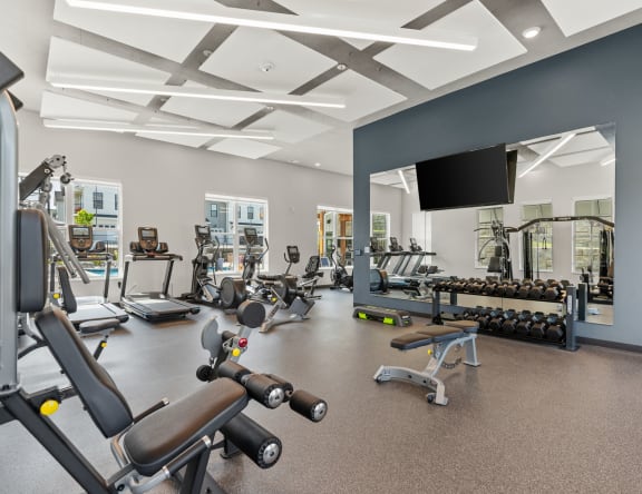 Fitness Center with Dumbbell Equipment