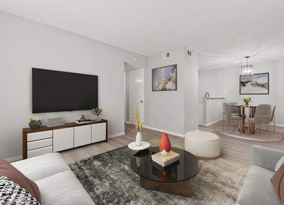 Living Room with TV at City-Base Vista, Texas, 78223
