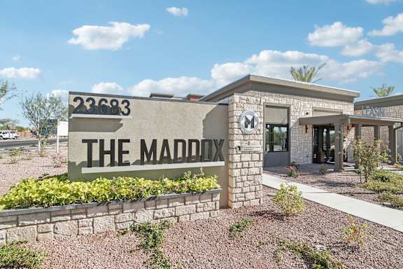 Property signage at The Maddox Luxury Apartment Homes, Buckeye, AZ, 85326
