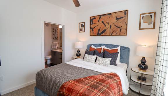 Cozy bedroom at The Wren Apartments, Lawrenceville, GA 30043