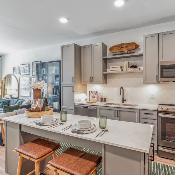 Designer Kitchen with Quartz Countertops  at South and Hollis, Charlotte, NC