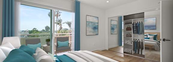 a living room with white walls and a green couch