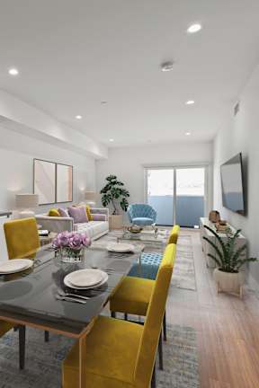 Living Room with Recessed Lighting, Vinyl Flooring, and Patio