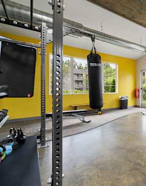 Spacious Fitness Center with Cardio Equipment, Free Weights and Boxing Bag